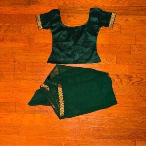 Green Saree With Sheer L Blouse
